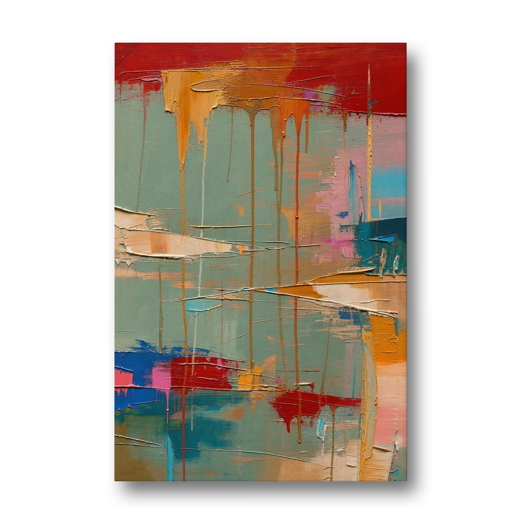 Bold Abstract Cardinal Drip Curtain - Canvas Wall Art - Front