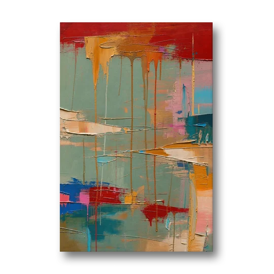 Bold Abstract Cardinal Drip Curtain - Canvas Wall Art - Front