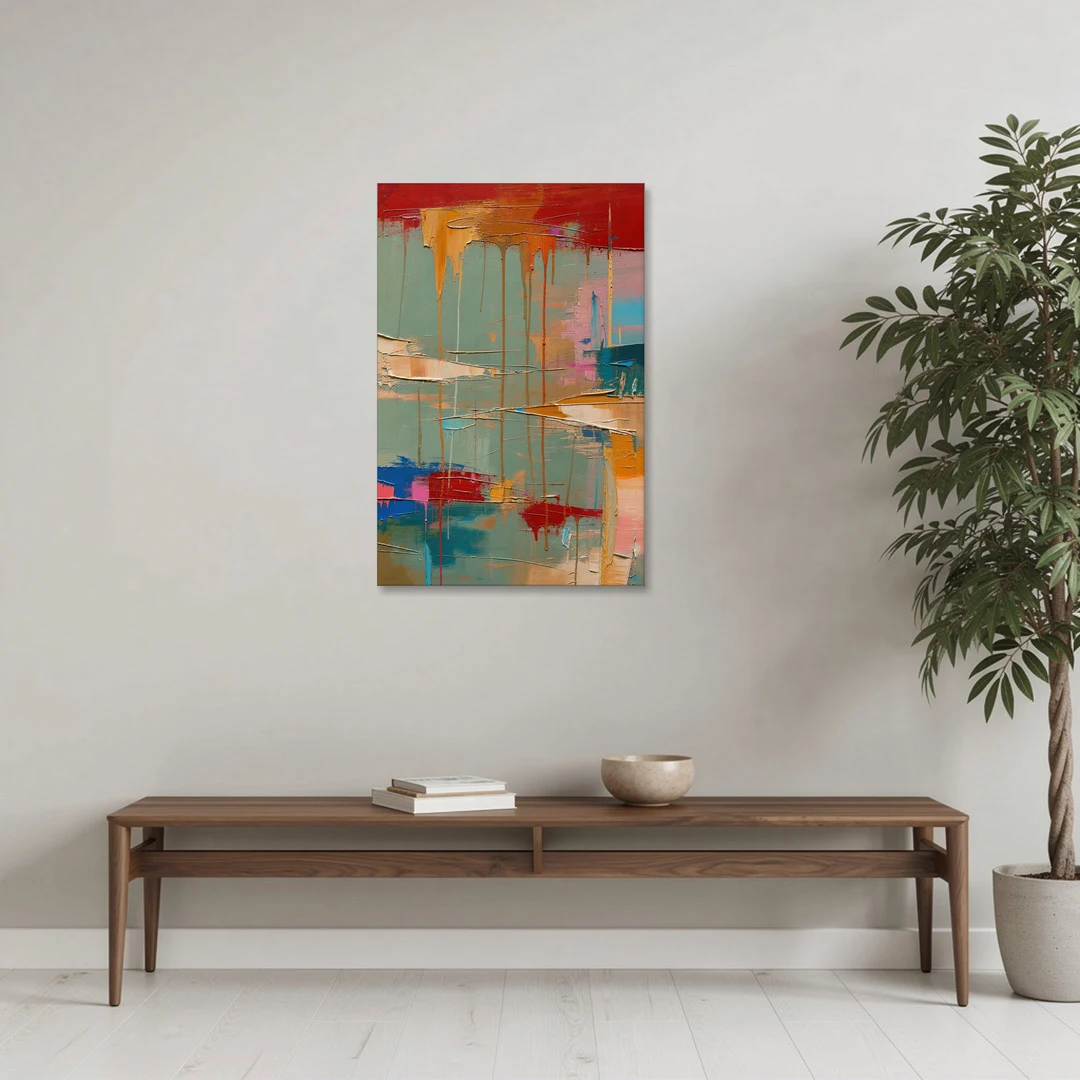 Bold Abstract Cardinal Drip Curtain - Canvas Wall Art - Coffee Table - 24x36