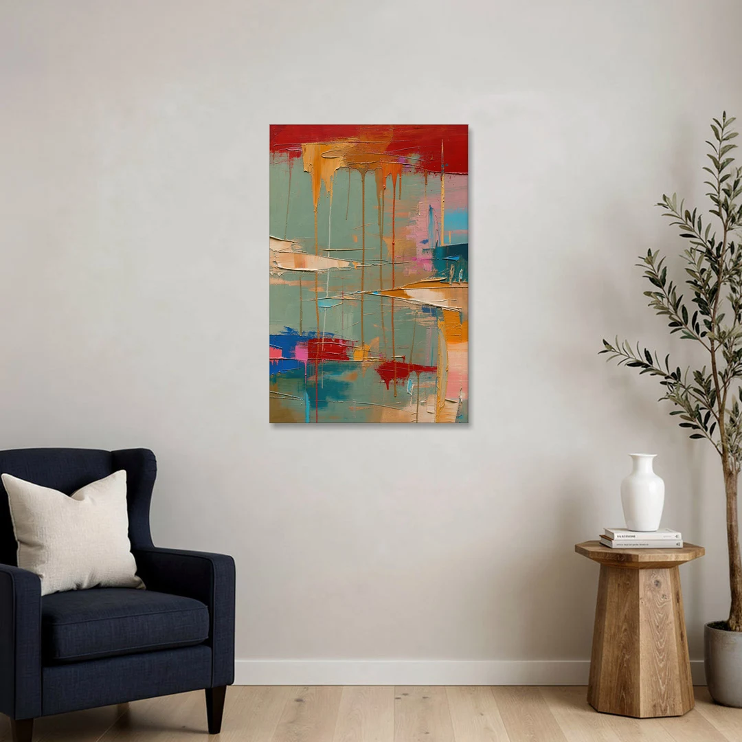 Bold Abstract Cardinal Drip Curtain - Canvas Wall Art - Sofa - 24x36