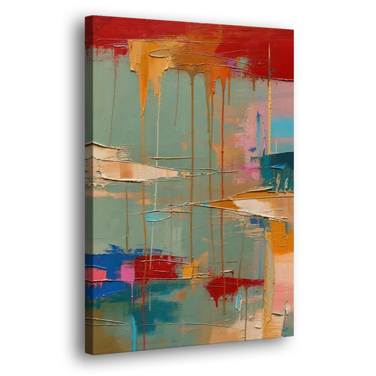 Bold Abstract Cardinal Drip Curtain - Canvas Wall Art - Side