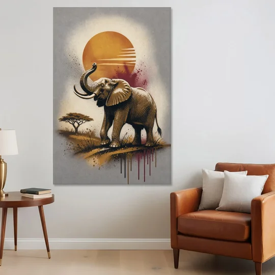 Bold Elephant Majesty - Canvas Wall Art - Sofa - 40x60