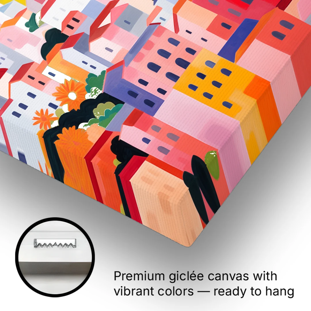 Bologna Art of Pink Rooftops - Canvas Wall Art - Gallery Wrap Corner