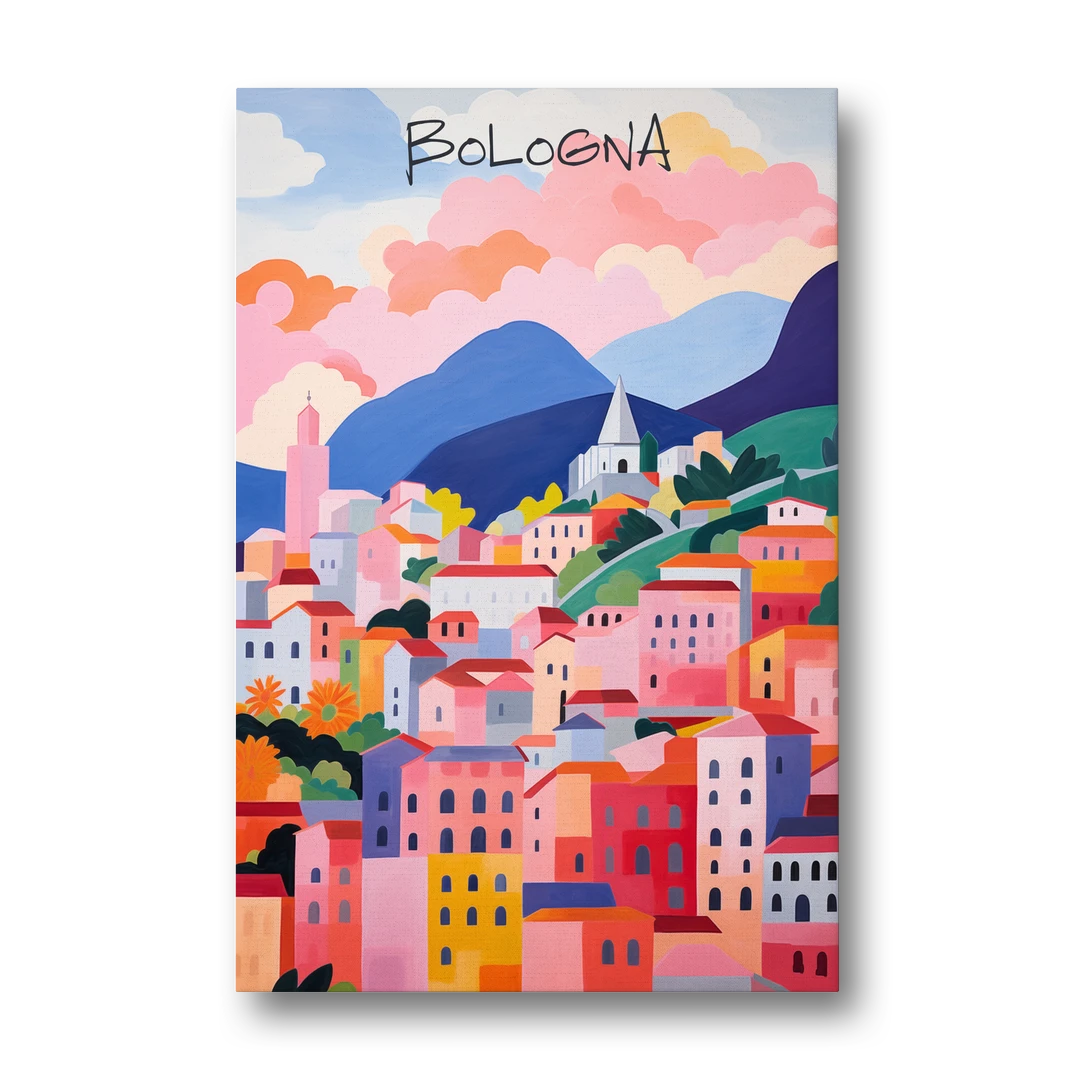 Bologna Art of Pink Rooftops - Canvas Wall Art - Front