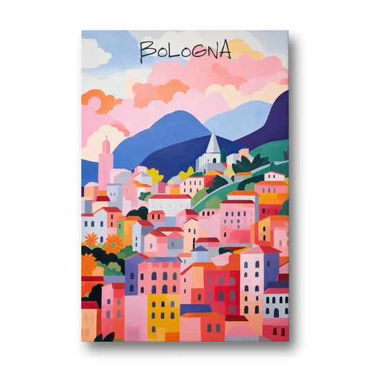 Bologna Art of Pink Rooftops - Canvas Wall Art - Front