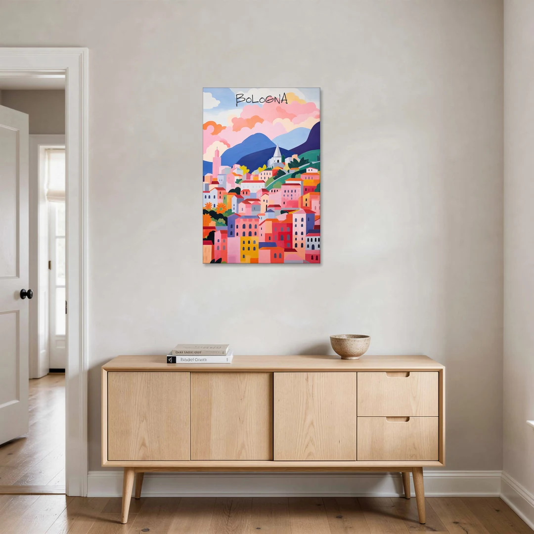 Bologna Art of Pink Rooftops - Canvas Wall Art - Coffee Table - 24x36