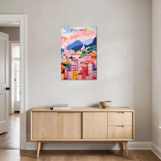 Bologna Art of Pink Rooftops - Canvas Wall Art - Coffee Table - 24x36