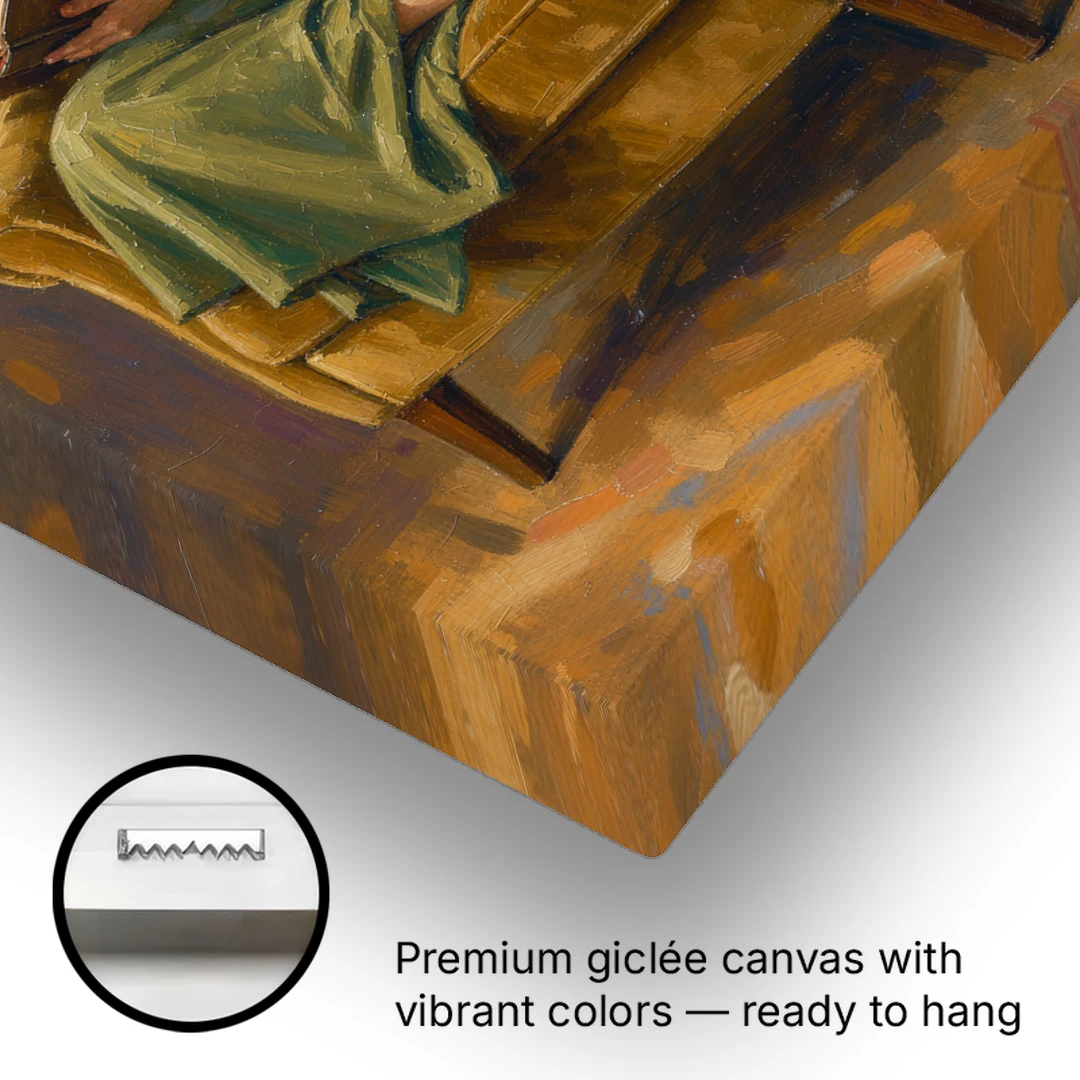 Book Lover Wall Art in the Mustard Armchair - Canvas Wall Art - Gallery Wrap Corner