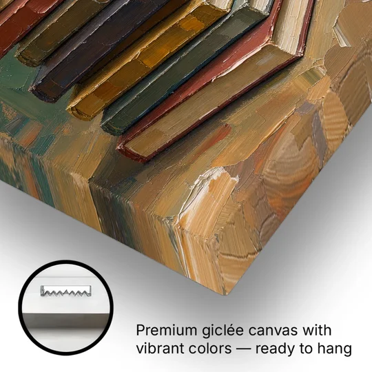 Book Stack Wall Art of a Leaning Tower - Canvas Wall Art - Gallery Wrap Corner