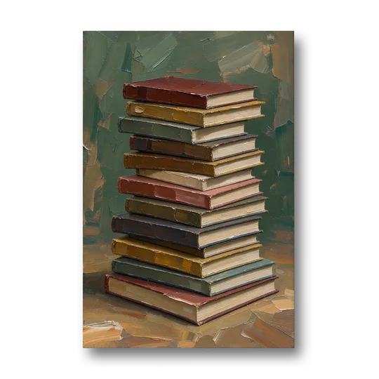 Book Stack Wall Art of a Leaning Tower - Canvas Wall Art - Front