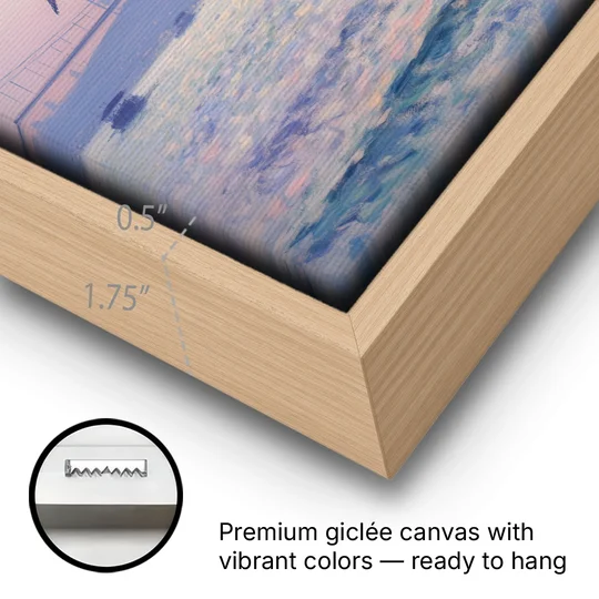 Bosphorus Sunrise - Oak Framed Canvas Wall Art - Gallery Wrap Corner