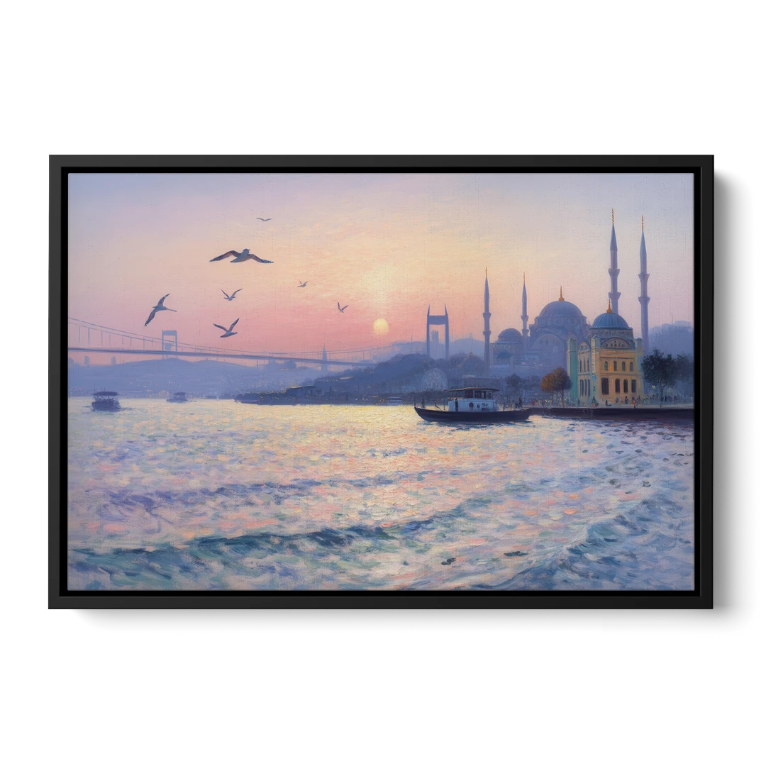 Bosphorus Sunrise - Black Framed Canvas Wall Art - Front
