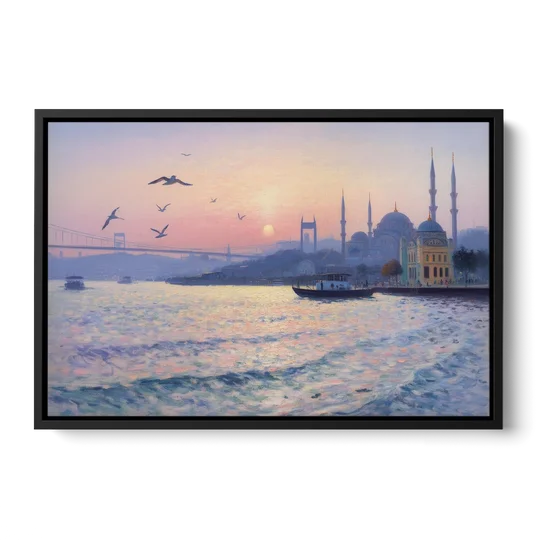 Bosphorus Sunrise - Black Framed Canvas Wall Art - Front