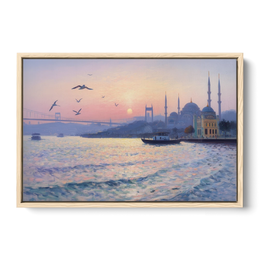 Bosphorus Sunrise - Oak Framed Canvas Wall Art - Front