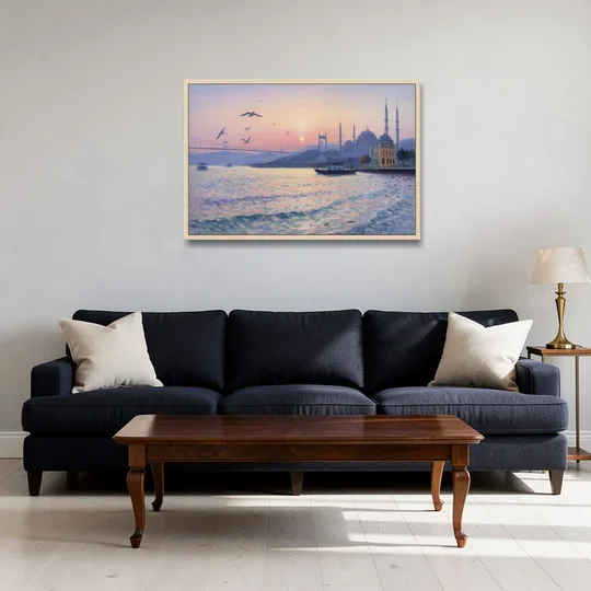 Bosphorus Sunrise - Oak Framed Canvas Wall Art - Sofa - 36x24