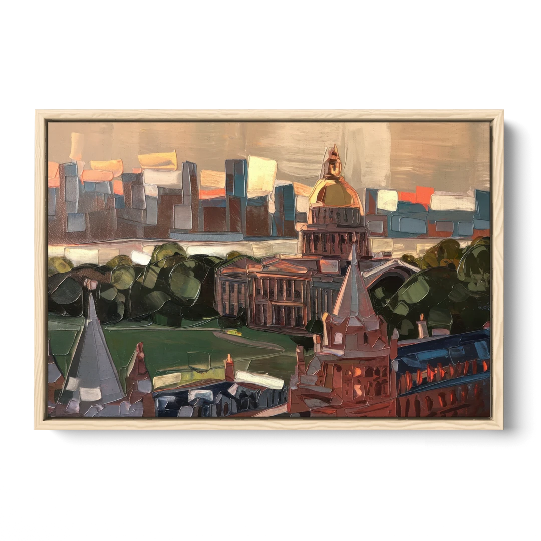 Boston Architectural Beauty - Oak Framed Canvas Wall Art - Front