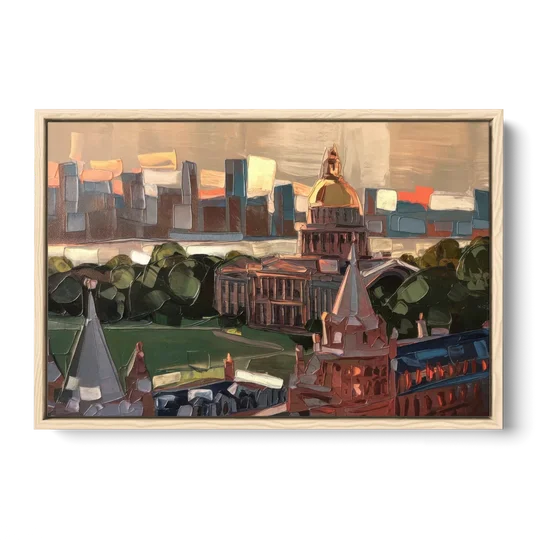 Boston Architectural Beauty - Oak Framed Canvas Wall Art - Front