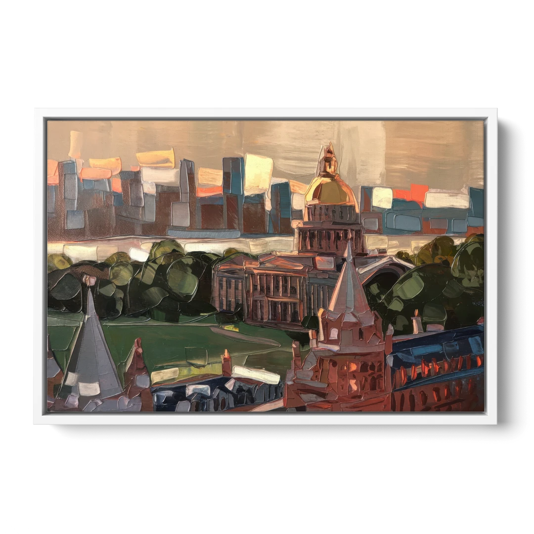 Boston Architectural Beauty - White Framed Canvas Wall Art - Front