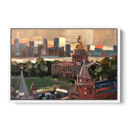 Boston Architectural Beauty - White Framed Canvas Wall Art - Front
