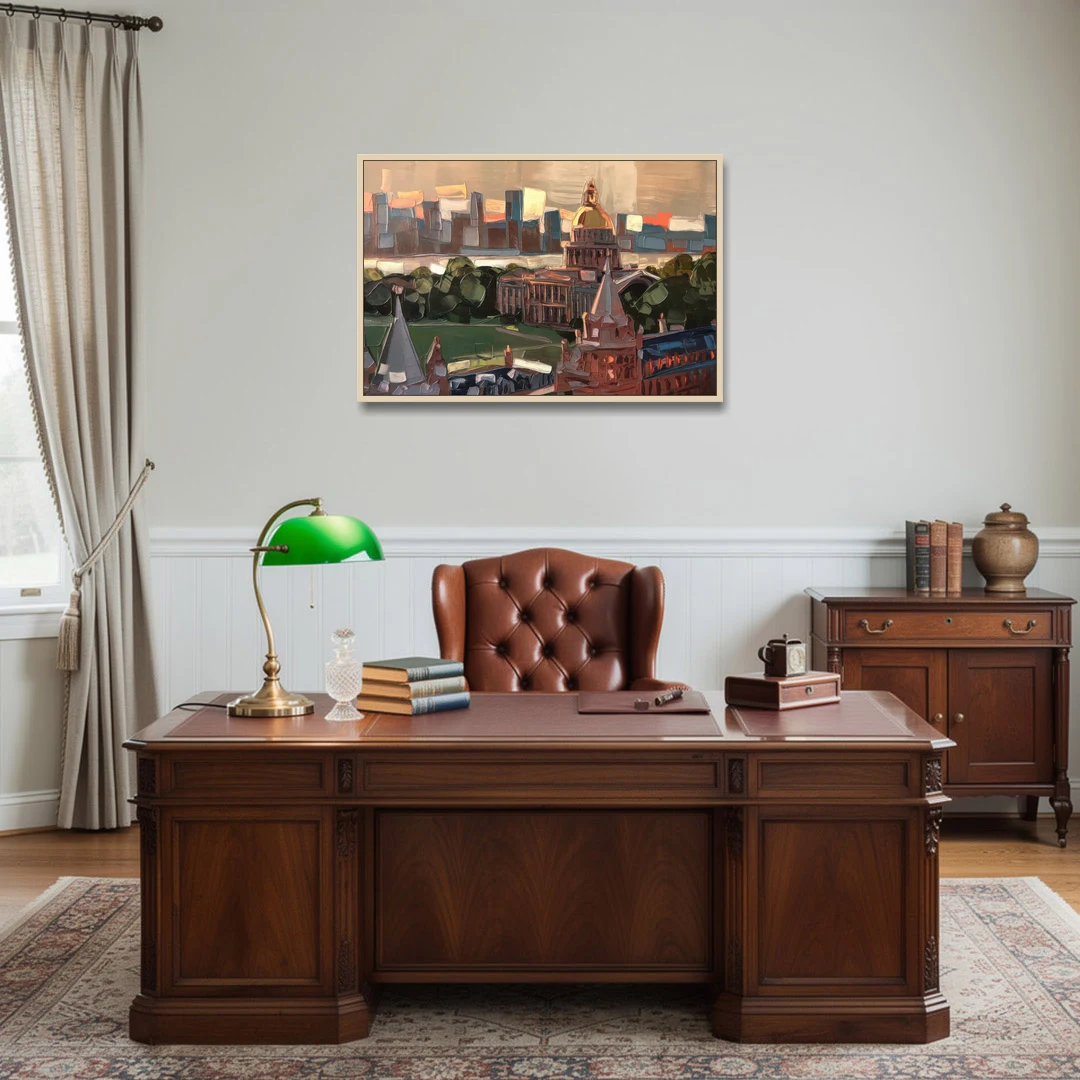 Boston Architectural Beauty - Oak Framed Canvas Wall Art - Office - 36x24