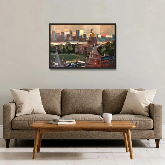 Boston Architectural Beauty - Black Framed Canvas Wall Art - Sofa - 36x24