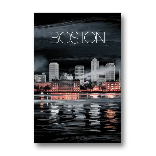 Boston Black and White Aesthetic - Canvas Wall Art - Front