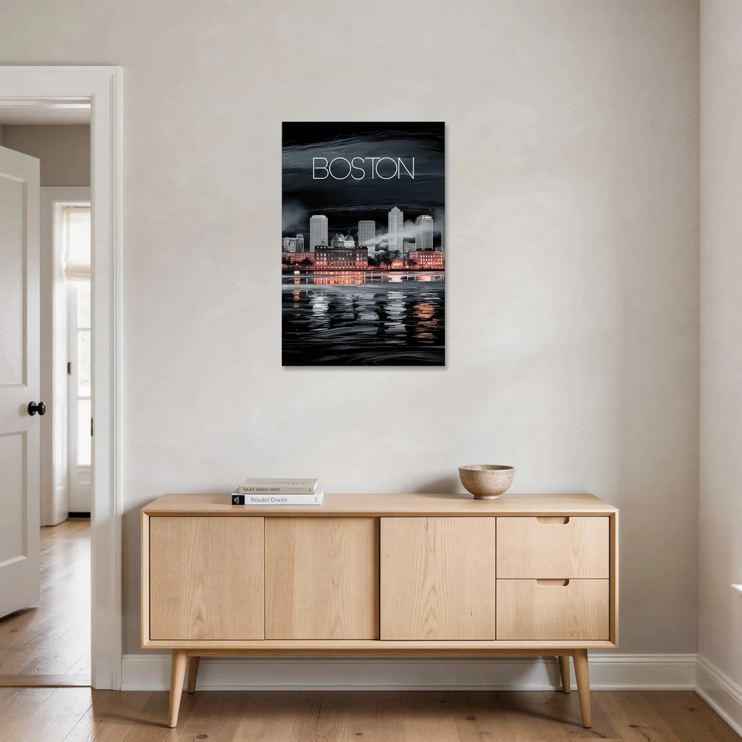 Boston Black and White Aesthetic - Canvas Wall Art - Coffee Table - 24x36