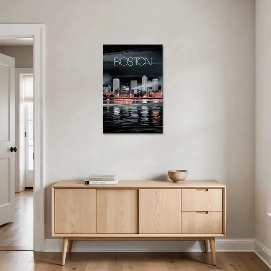 Boston Black and White Aesthetic - Canvas Wall Art - Coffee Table - 24x36
