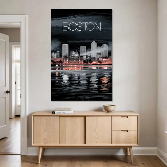 Boston Black and White Aesthetic - Canvas Wall Art - Coffee Table - 40x60