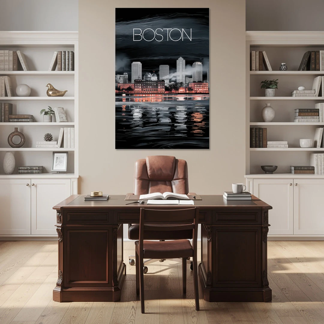 Boston Black and White Aesthetic - Canvas Wall Art - Office - 40x60
