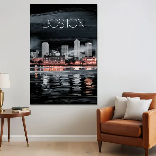 Boston Black and White Aesthetic - Canvas Wall Art - Sofa - 40x60