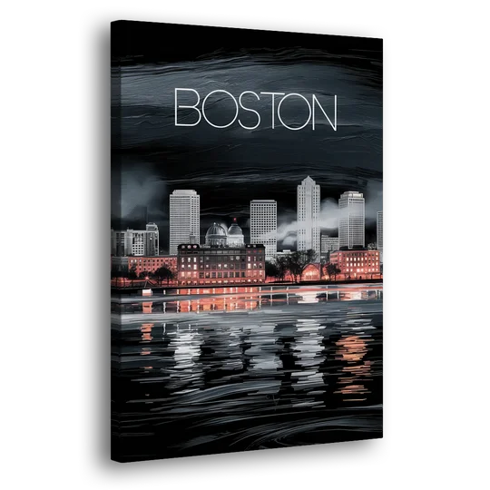 Boston Black and White Aesthetic - Canvas Wall Art - Side