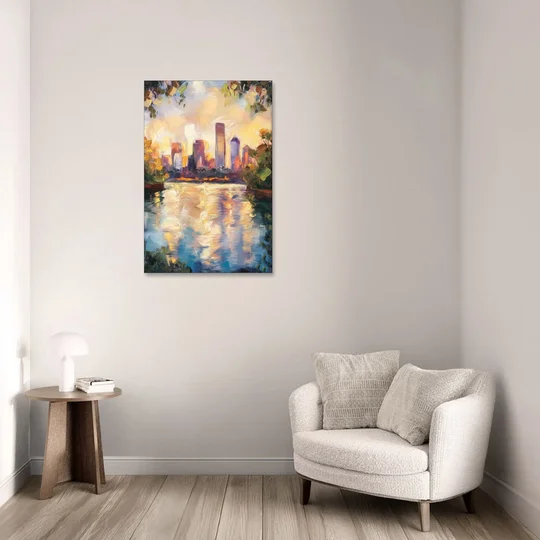 Boston Charles River Reflections - Canvas Wall Art - Sofa - 24x36