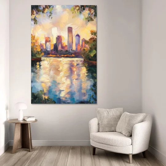 Boston Charles River Reflections - Canvas Wall Art - Sofa - 40x60