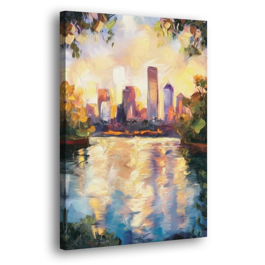 Boston Charles River Reflections - Canvas Wall Art - Side