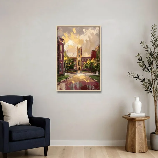 Boston College Eagles Spirit - Oak Framed Canvas Wall Art - Sofa - 24x36