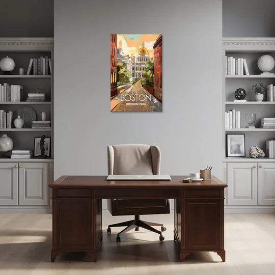 Boston Freedom Trail Highlights - Canvas Wall Art - Office - 24x36