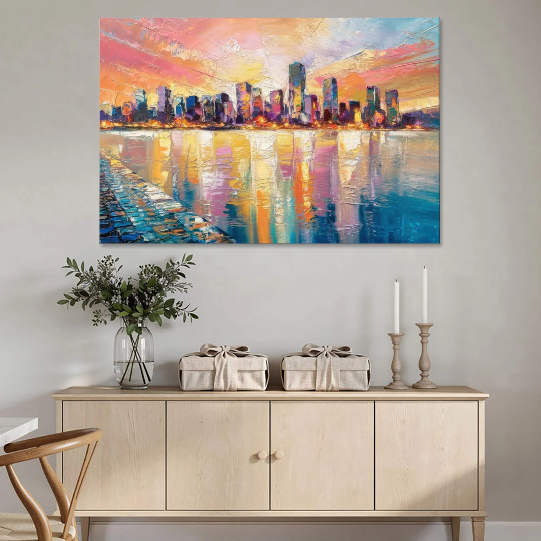 Boston Harbor Sunrise - Canvas Wall Art - Coffee Table - 60x40