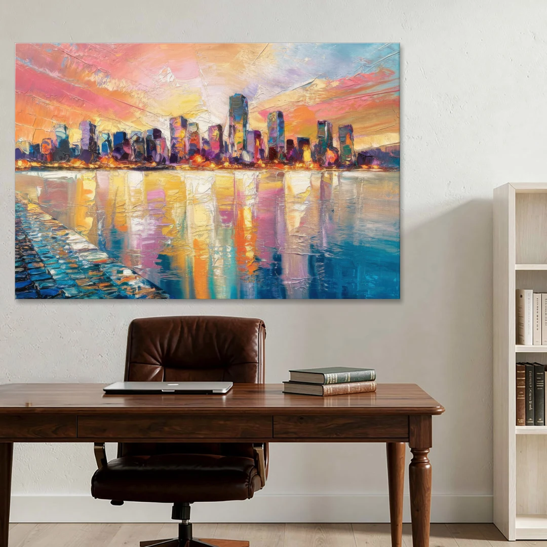 Boston Harbor Sunrise - Canvas Wall Art - Office - 60x40