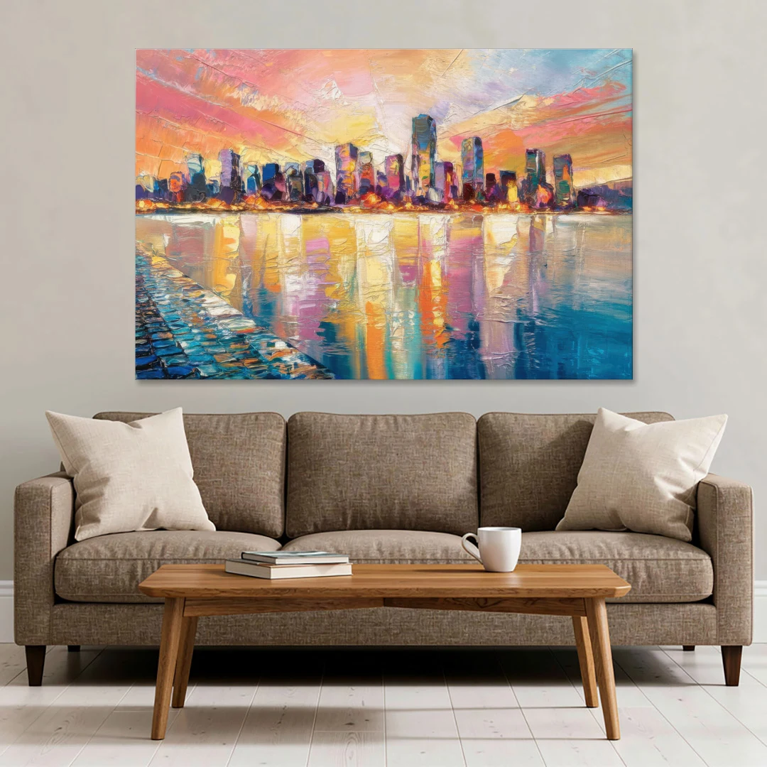 Boston Harbor Sunrise - Canvas Wall Art - Sofa - 60x40