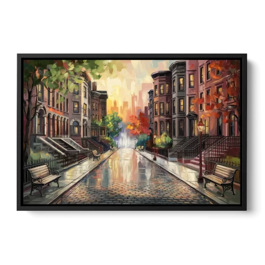 Boston Historic Neighborhoods - Black Framed Canvas Wall Art - Front