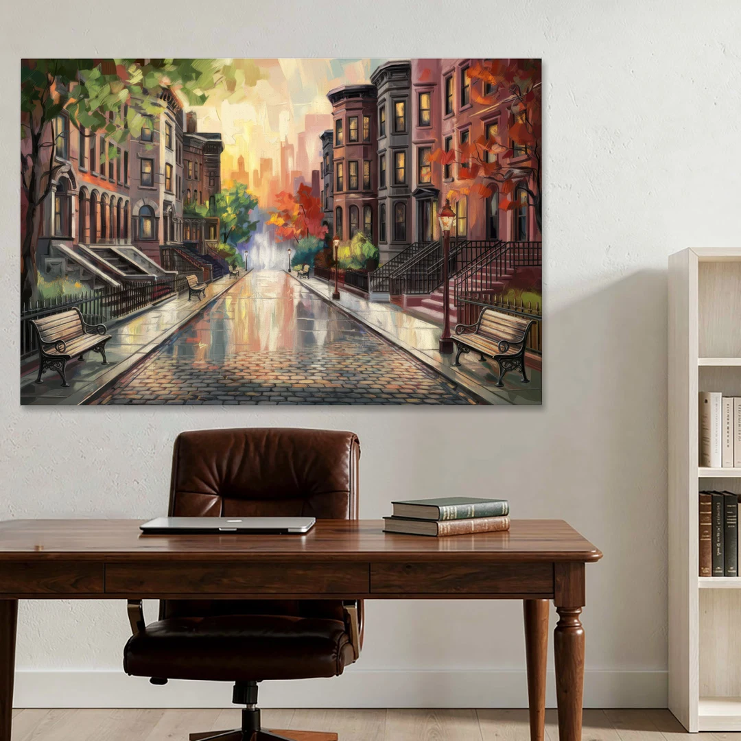 Boston Historic Neighborhoods - Canvas Wall Art - Office - 60x40