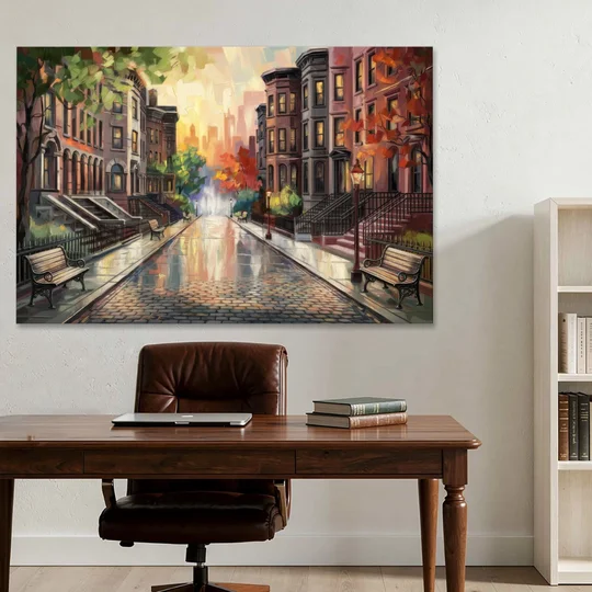Boston Historic Neighborhoods - Canvas Wall Art - Office - 60x40