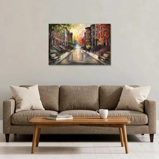 Boston Historic Neighborhoods - Canvas Wall Art - Sofa - 36x24