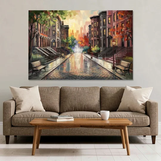 Boston Historic Neighborhoods - Canvas Wall Art - Sofa - 60x40