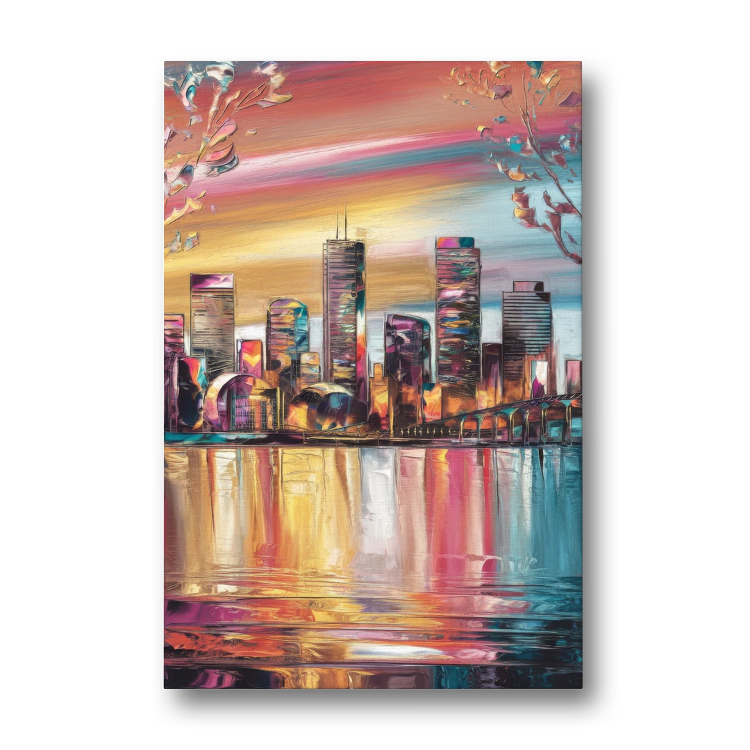 Boston Iconic Skyline Silhouette - Canvas Wall Art - Front