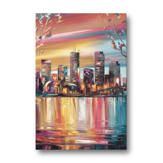 Boston Iconic Skyline Silhouette - Canvas Wall Art - Front