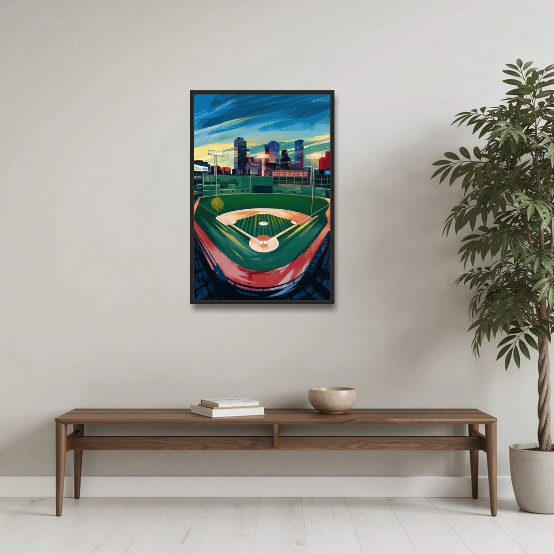 Boston Red Sox Fenway Park - Black Framed Canvas Wall Art - Coffee Table - 24x36