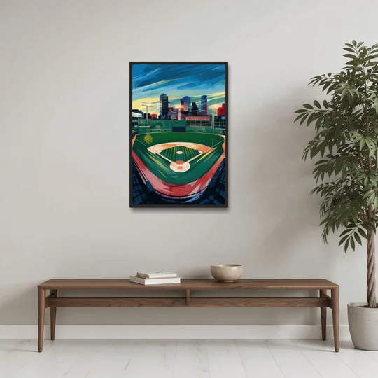 Boston Red Sox Fenway Park - Black Framed Canvas Wall Art - Coffee Table - 24x36