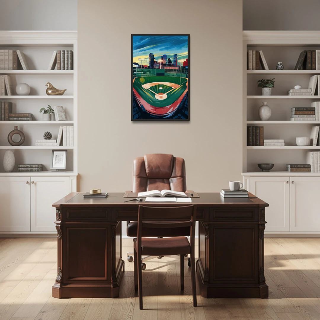 Boston Red Sox Fenway Park - Black Framed Canvas Wall Art - Office - 24x36